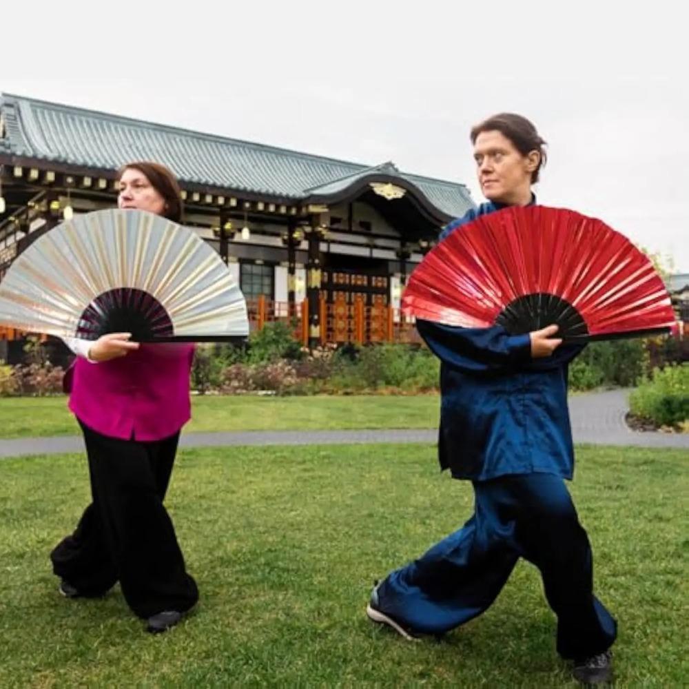 Exquisite Large Folding Hand Fan Plastic Reflective Hand Fan Dance Fan  Dances Competitions