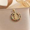 New Gold-plated Colored Zircon Pendant Retro Virgin Mary Series All-match Temperament Pendant Necklace Jewelry Random