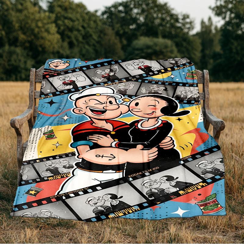 Popeye's Strength Displayed Blanket Flannel Throw for Sofa, Indoor, Camping, Living Room, Office, Chair, And Bed Soft Birthday Gift