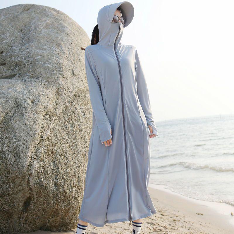 

Women s Ice Silk Sun-Protective Hooded Robe Dress M (suggested 80-115 lbs)