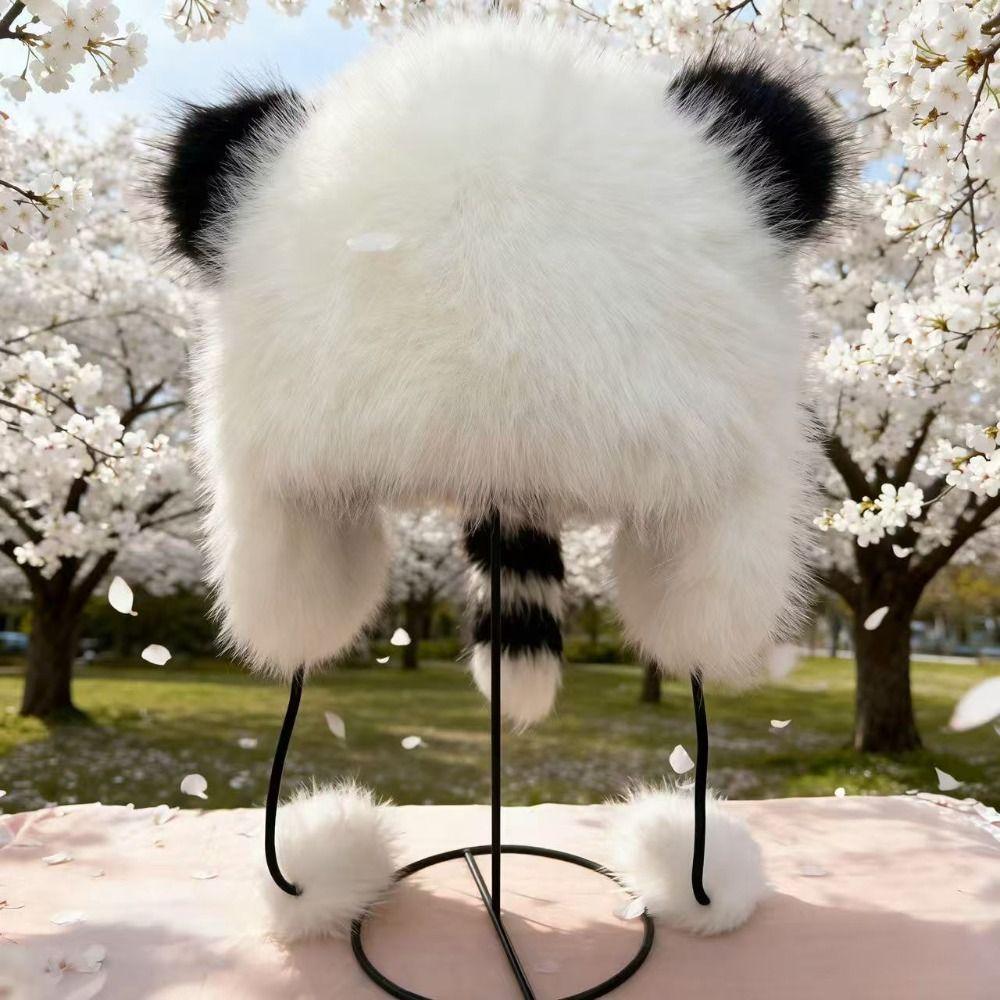54cm-56cm/60cm Plush Ear Flap Hat Polyester Winter Warm Hat Windproof Cold Proof Hat Cold Weather