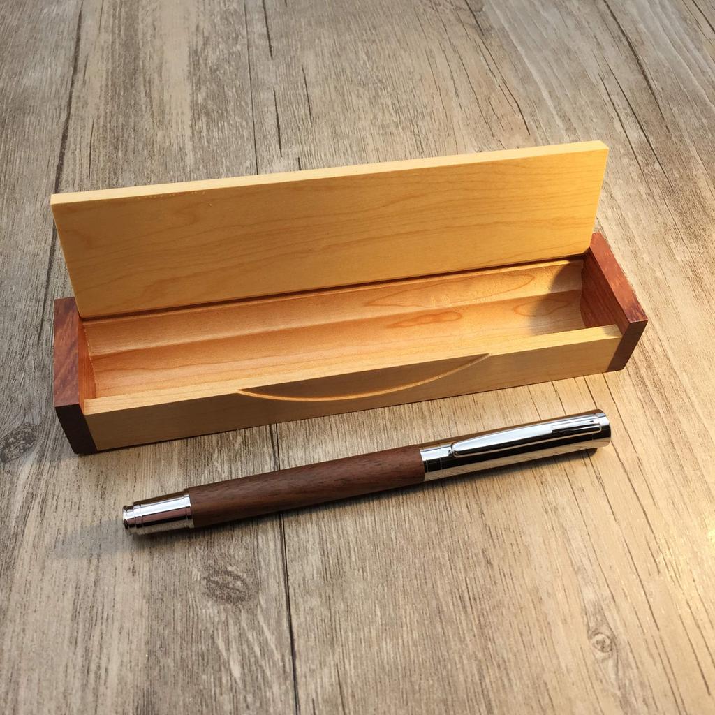 LACHIEVA LUX Luxury Writing Natural Walnut Ballpoint Pen Gift Set Instruments Wood, German-Made Nib, Water-Based