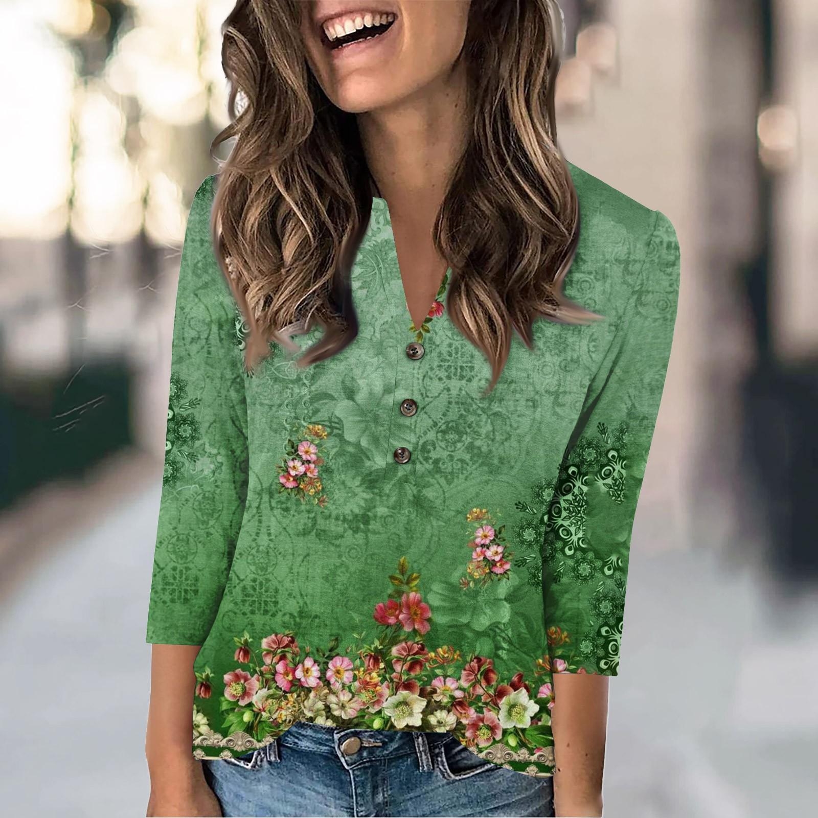 

Женская мода повседневный свободный топ с рукавом 3/4 и круглым вырезом XXL розовый