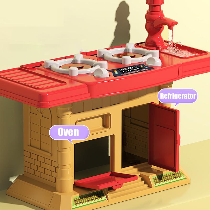 Pretend Playsets 45CM Educational Kitchen Toy Playset For Toddlers Children Villa kitchen Stove Gift For Kids