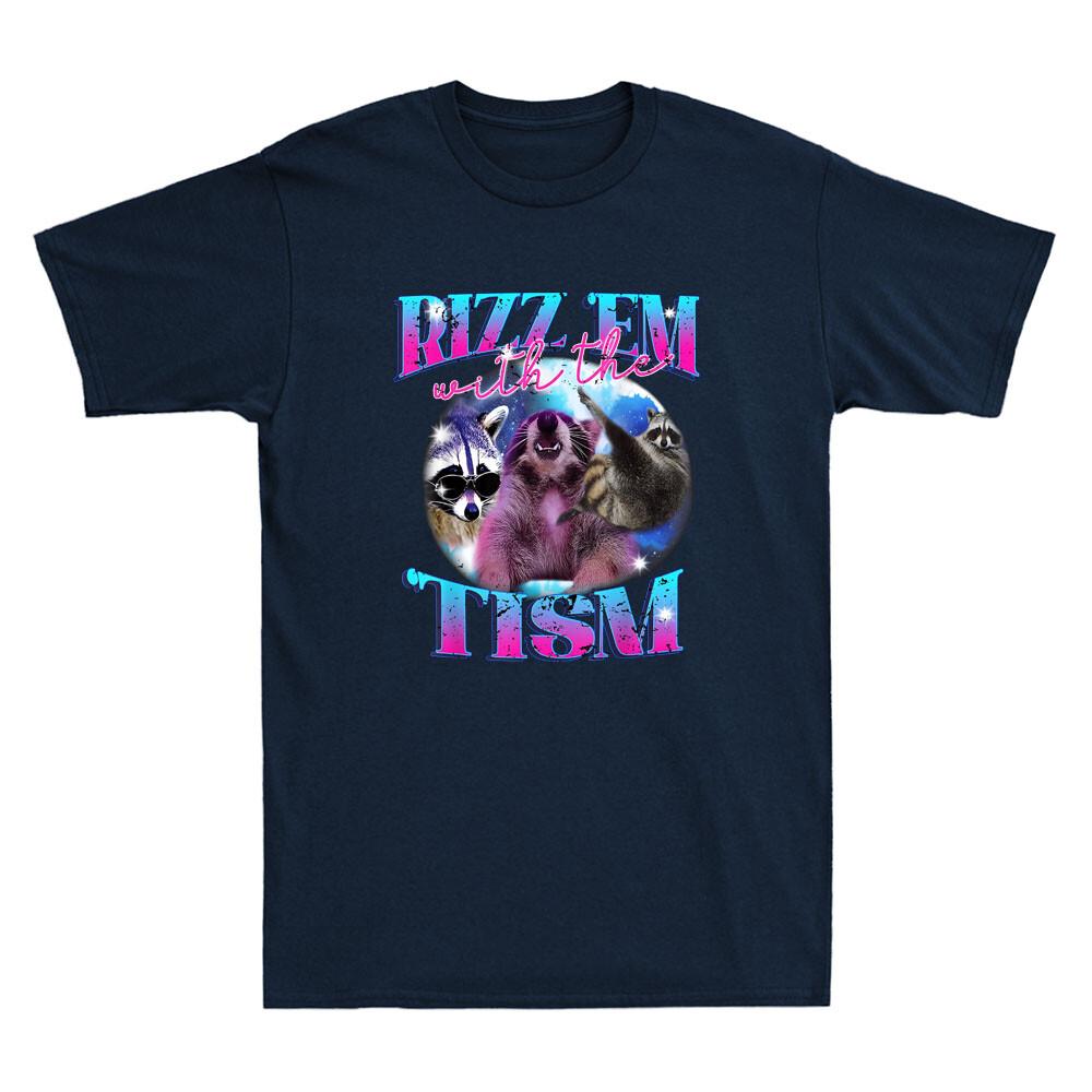 Autism Funny Rizz Em With The Tism Meme Autistic Opossum Vintage Men s T-Shirt S