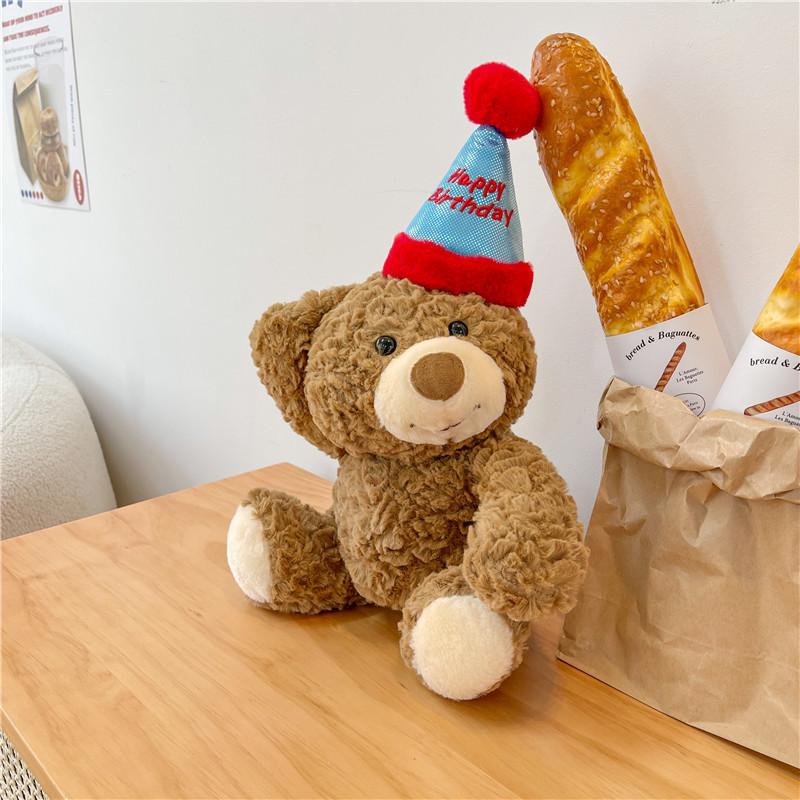 

Плюшевая игрушка Мишка на день рождения Креативная шляпа-цилиндр Мишка Тедди Девочка День святого Валентина Подарок на день рождения Тряпичная кукла 35cm