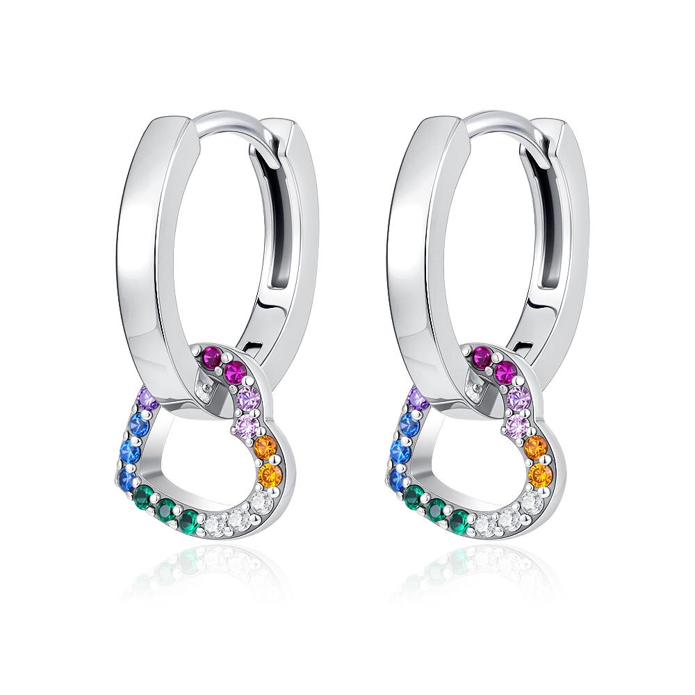 925 Silver Heart Earrings for Women Shining Zircon Love Jewelry Wedding Party Fine Accessory