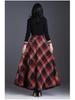 Women's 2024 Autumn/Winter Korean Plaid Wool-Blend A-Line Midi Skirt - Slimming, Thickened, Large Hem