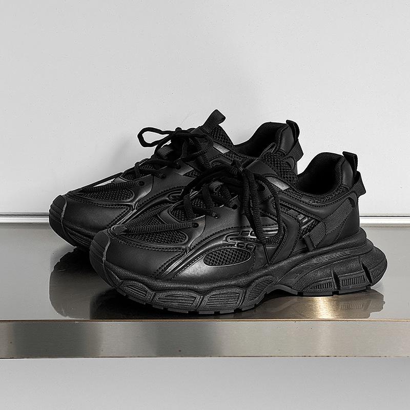 

2025 new men s casual sports shoes mesh platform men s shoes trendy versatile dad shoes men s YH05 39 чёрный