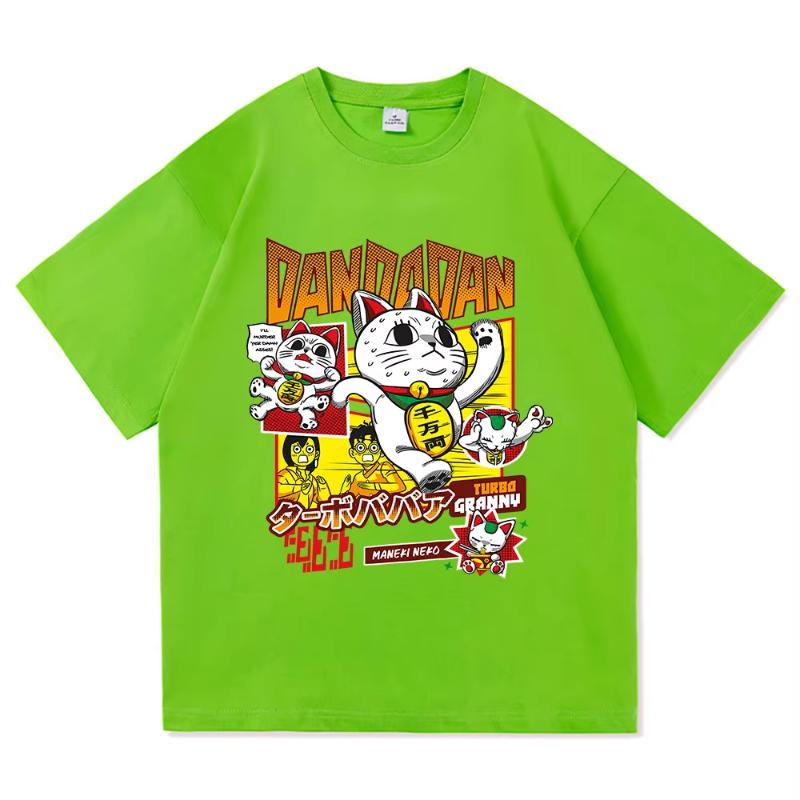 Dandadan Turbo Babička Kočka Tričko Módní Pánské/Dámské Harajuku Estetické Japonské Anime Tričko Unisex Kreslené Bavlněné Trička