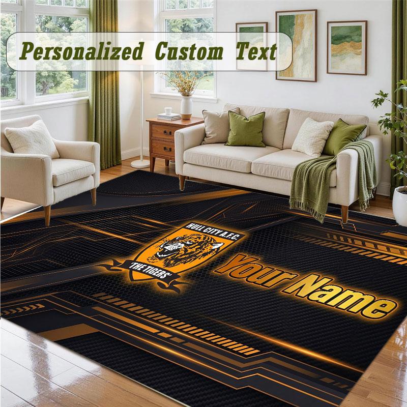 Crystal Velvet Square Rug Custom NameHull FC Pattern Non Slip Home Floor Decor Rug
