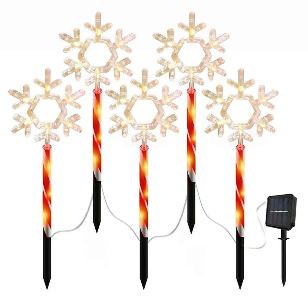 Solar Snowflake & Star Cane LED Garden Light for Outdoor Christmas Decor