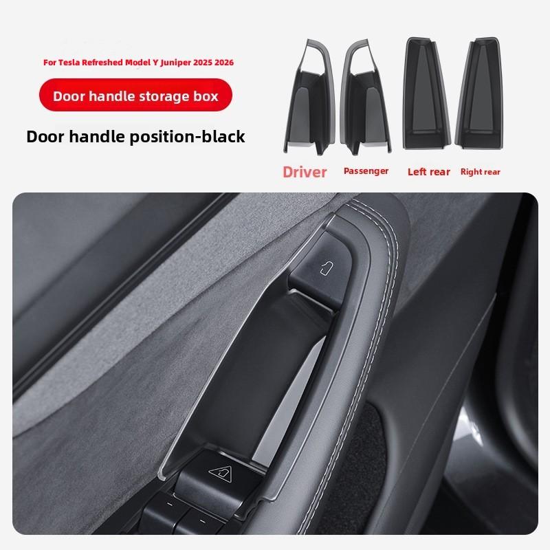 Car Door Handle Filler Storage Box Inner Handle Organizer Tidying Tray For Tesla Refreshed Model Y Juniper 2025 2026 Accessories