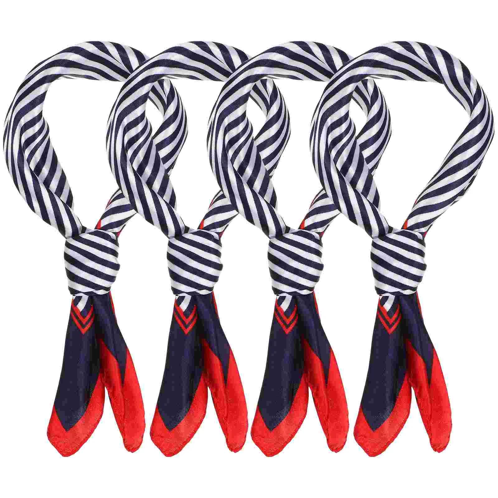 

4pcs Women s Business Dress Square Neck Scarf Stripe Neckerchief Lady Business Suit Neckerchief Silk Polyester Hair Scarf 50 CM 50.00X50.00X0.10CM