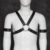 High Quality Male Adjustable Fetish Gay Clothing Sexy PU Lace Up Body Leather Chest Strap Bondage Set Restraint Adult Game