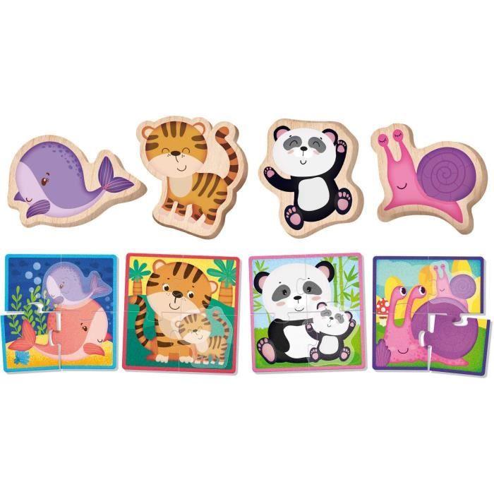 Puzzle animaux - jeu montessori - montessori bois - pièces texturées, illustrations réalistes