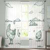 Country Style Farm Chicken House Landscape Sheer Curtains for Living Room Bedroom Decor Window Voile Tulle Curtain Drapes