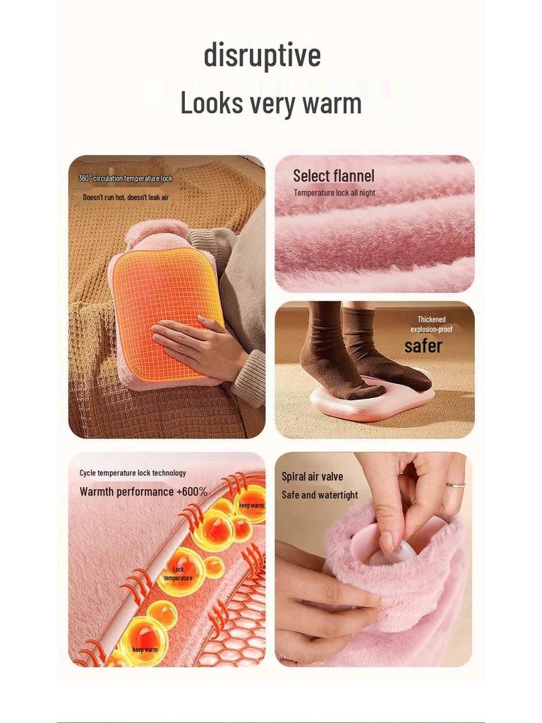 Plüsch-Wärmflasche - Handwärmer & Bauchkompresse, Verdickt und explosionsgeschützt