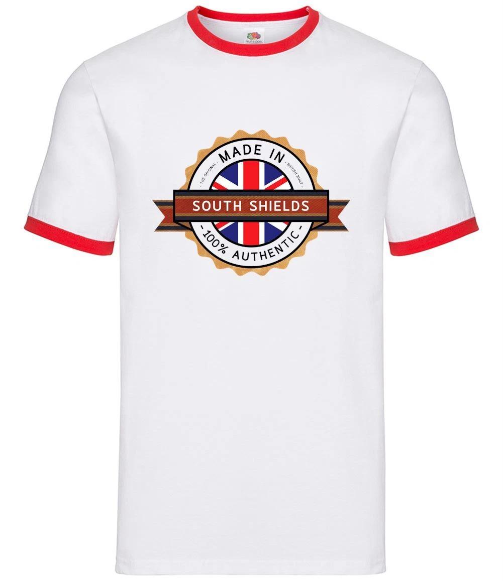 Made In South Shields - Mens Ringer - Town Hometown Born In Tyne and Wear S