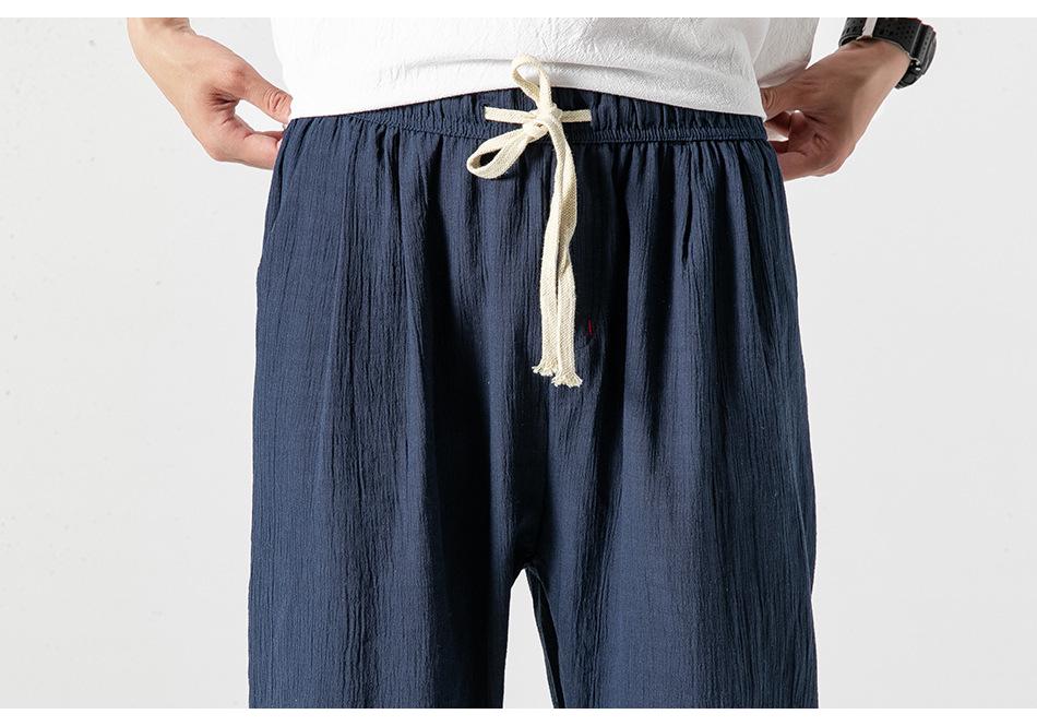 2024 Plus Size Men's Cotton Linen Harem Jogger Pants - Chinese & Japanese Style Lantern Design
