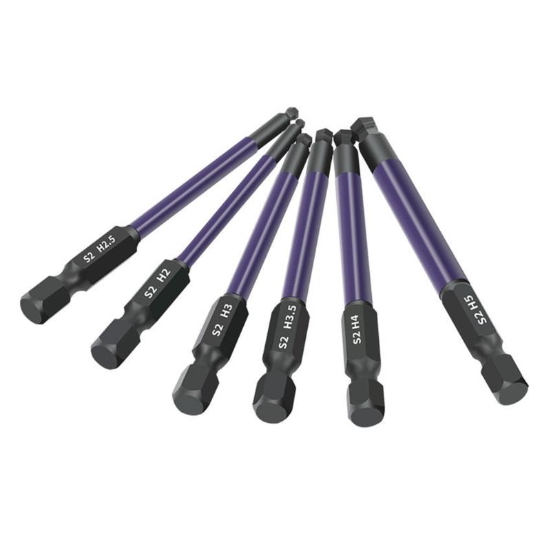 13Pcs Ball End Hex Screw Driver Bit 1/4inch Magnetic Hex Impact Wrenches Bit Set 2/2.5/3/3.5/4/5/6/7/8/9/10/12mm