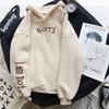 Womens Fleece-Lined Hooded Sweatshirt With Embroidery Thick Warm Oversized Pullover Winter College Style