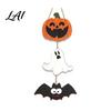 Ghost Festival Celebration Decor Halloween Wooden Hanging Ornament Jack-o'-Lantern Bat 3-Tier String Door Hanger Cute Rustic Pendant for Home