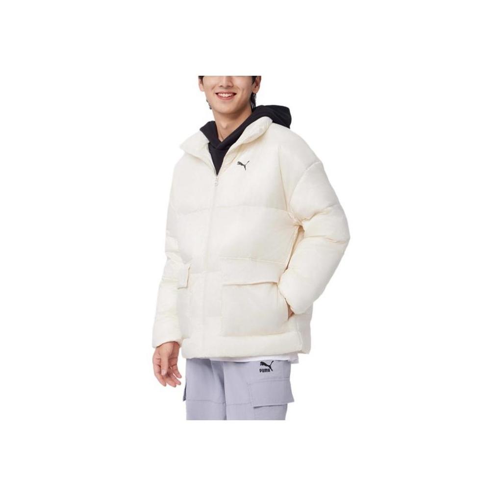 Puma Men Cream White Quilted Puffer Jacket Warm Casual Outerwear 687432-80