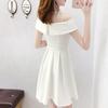 Women's Elegant White One-Shoulder A-line Midi Dress - Summer 2026 Slimming Style