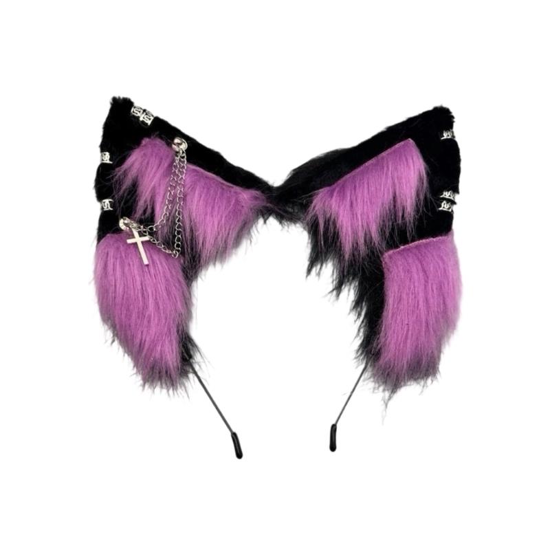 Furry Animal Ear Hairband Halloween Costume Accessory For Adults Kids Multiple Color Option Soft Practical Role Play