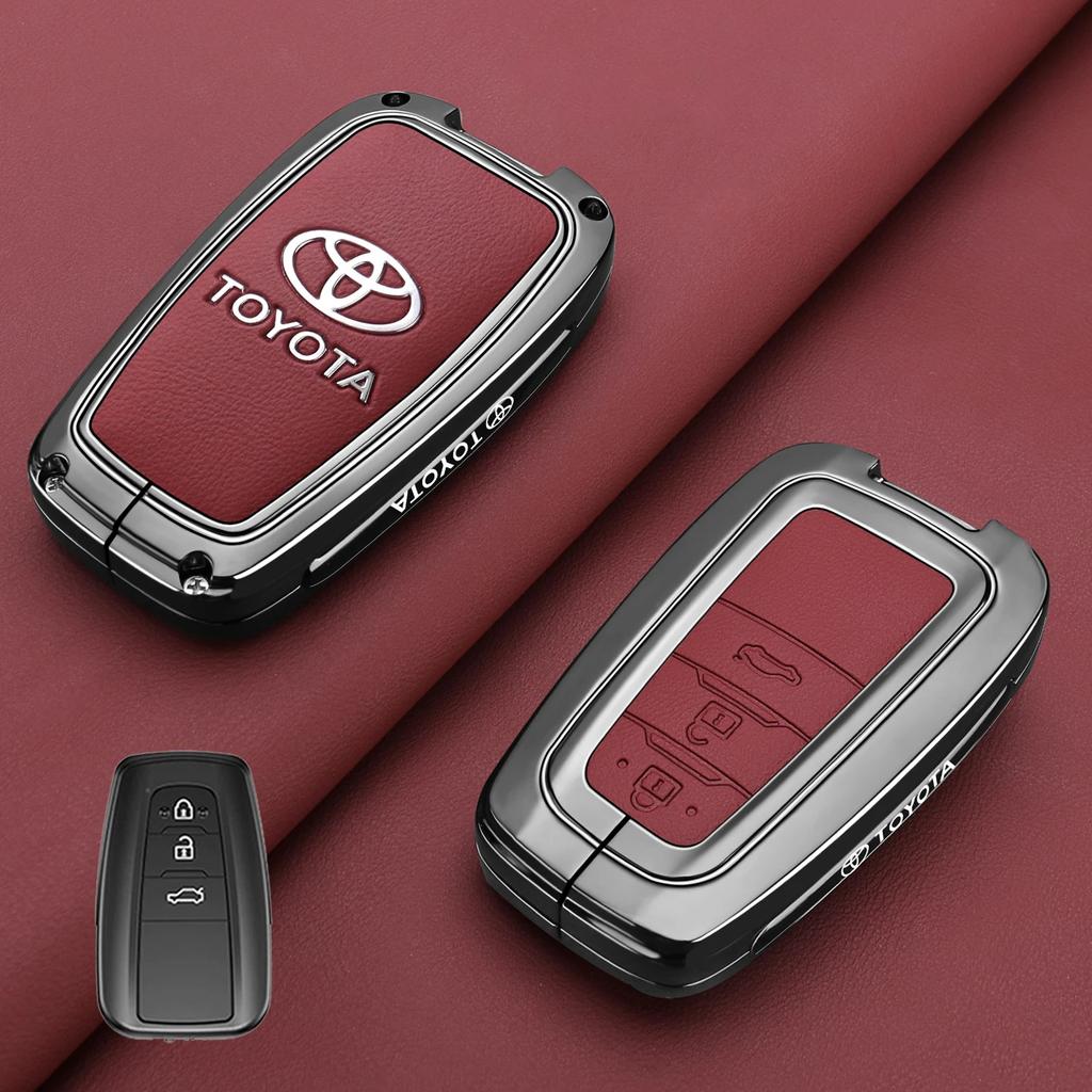 Zinc Alloy Leather Car Key Case Cover Shell for Toyota CHR Hilux Fortuner Land Cruiser 200 Camry Corolla Crown RAV4 Highland