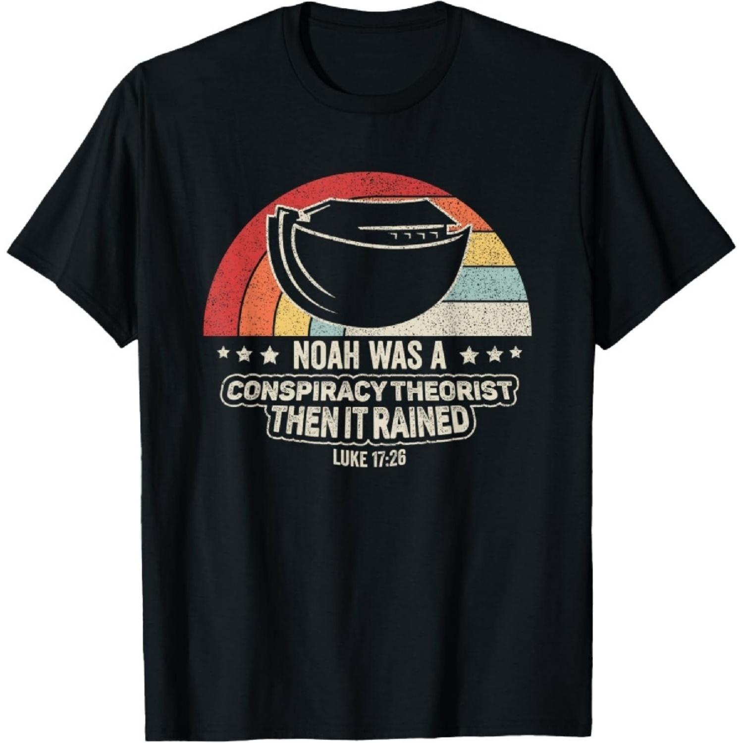 

Винтажная Ретро Ной был конспирологом, потом пошел дождь Унисекс-взрослые Черная Футболка с коротким рукавом XXXXXL чёрный