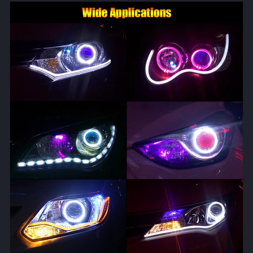 DC12V 10W 2 * 80MM RGB flerfarget LED Angel Eyes Halo Ring SMD5050 med fjernkontrolllysstyrke