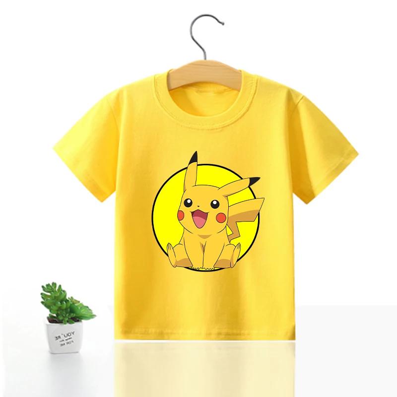 

2025 MINISO Пікачу футболка для дівчаток і хлопчиків дитячий літній одяг дитячі футболки Каваї короткий рукав дитячі покемон короткі топи аніме футболки 140