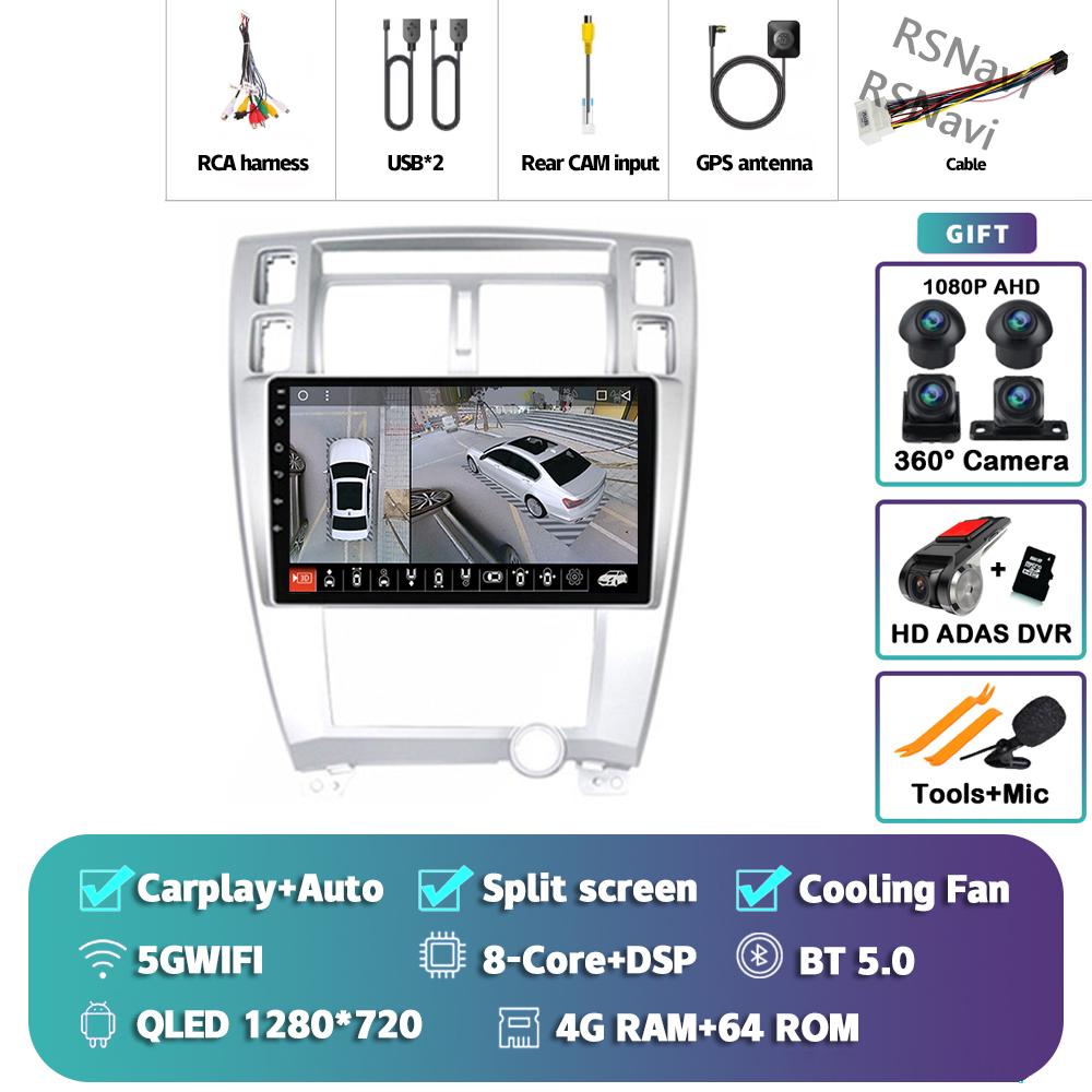 Android 14 Car Radio For Hyundai Tucson 2004 - 2009 Player Multimedia GPS Navigation Stereo CarPlay Auto Video Head Unit DSP DVD
