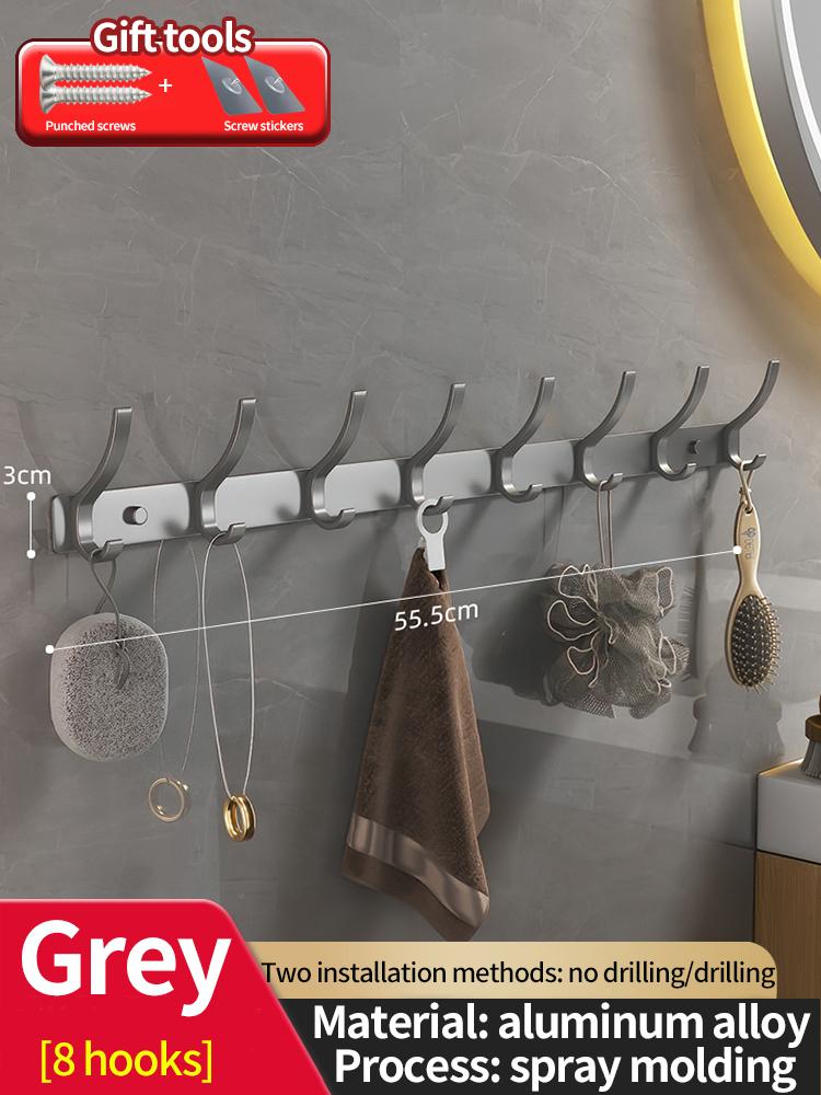 No Drill of Door Hooks, Space Aluminum, Non Perforated Bathroom Hooks, Bedroom Storage, Clothes Hanger Hooks, Wall Clothes Hook