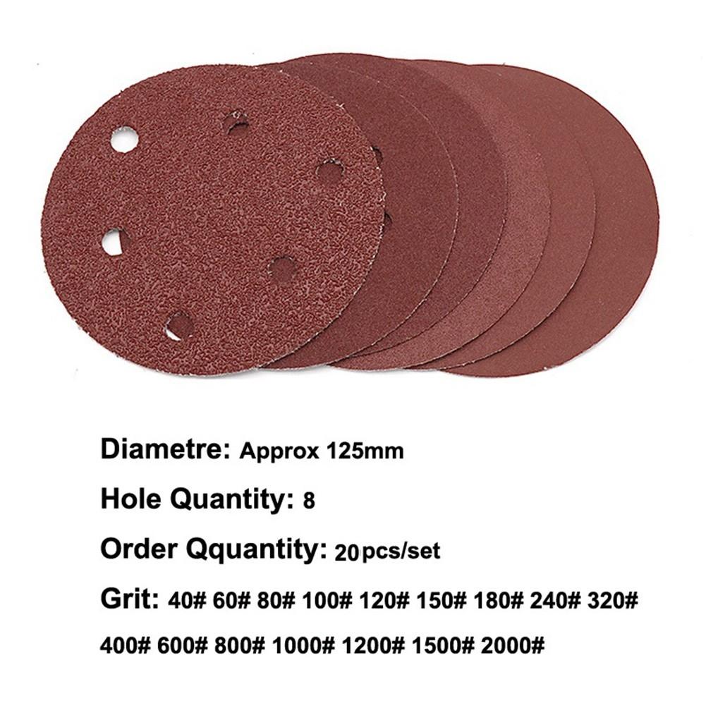 Industrial Quality 5 Inch Sanding Discs Pack of 20 High Quality Grits 40 2000