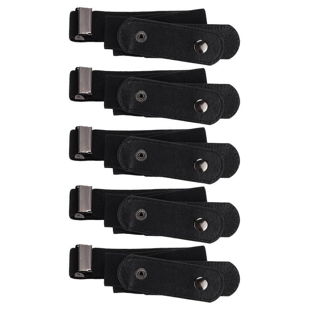 5Pcs Buckle Free Belt PunchFree No Bulge No Hassle Webbing Belt for Pants Accessories(Black )