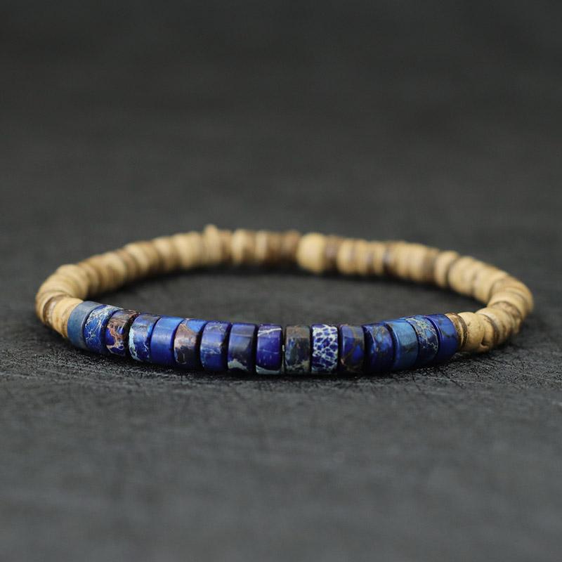 Noter Natural Wooden Bracelet Unisex Grade A Emperor Stone Braclet Coconut Bead Braslet Meditation Yoga Jewelry Accessories