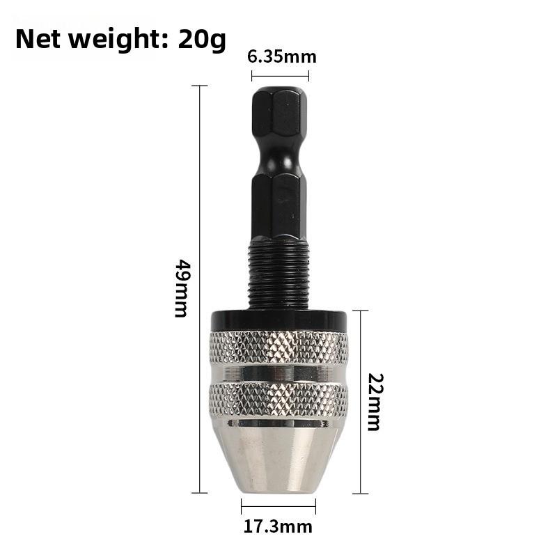 Mini Keyless Drill Chuck 0.3-8mm Self-Tighten Electric Drill Bits Collet Fixture Tools 1/4" Hex Shank Quick Change Converter