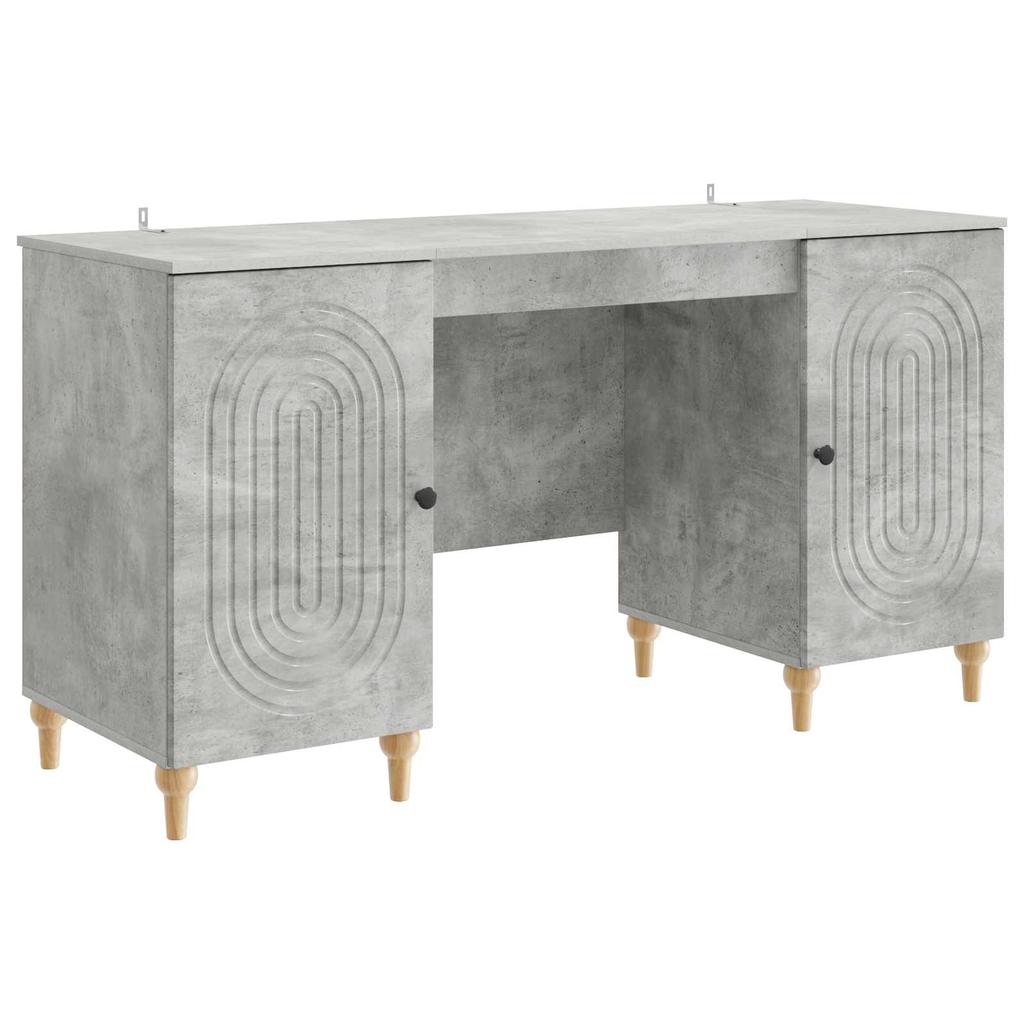 Desk with Door Concrete Grey 142.5 x 50 x 75 cm Particleboard