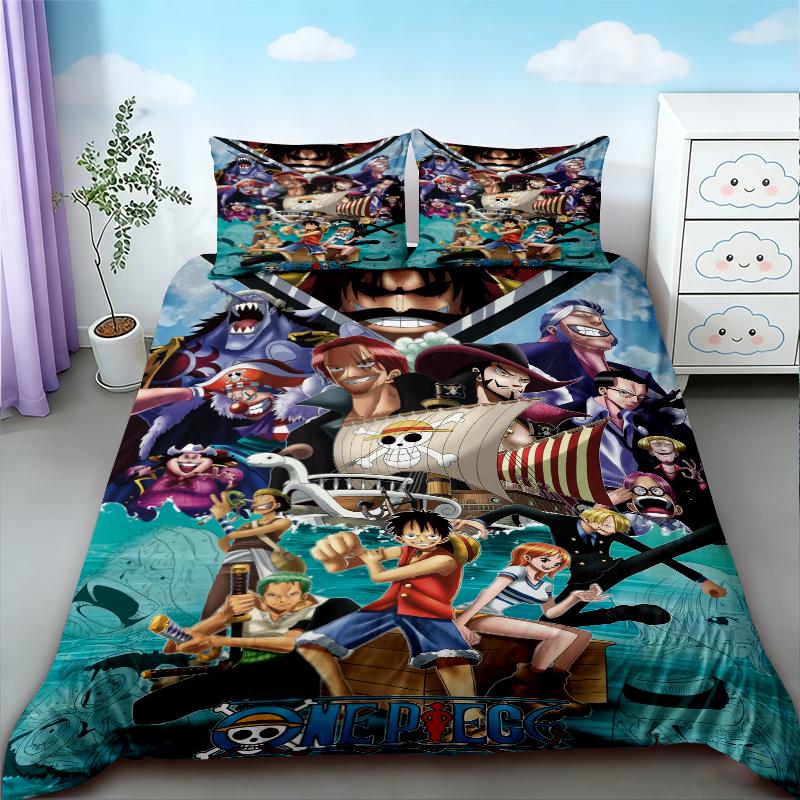 Teens One Piece Duvet Cover Luffy Cartoon Bedding Set Quilt Cover Soft Comfortable For Bedroom Dormitory Gifts