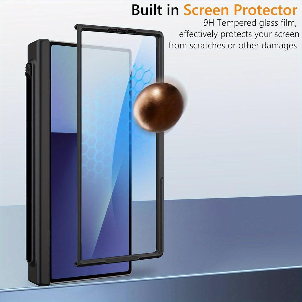 Suitable for Samsung Galaxy Z Fold 7 Case with S Pen Holder,Magnetic Case with Hinge Protection Screen Protector Full-Body Cover