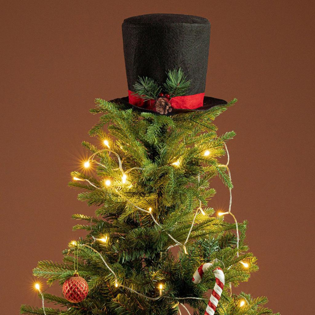 Luxurious Fabric Christmas Tree Hat Toppers Durable Materials Dateless Design Perfect For Family Gatherings