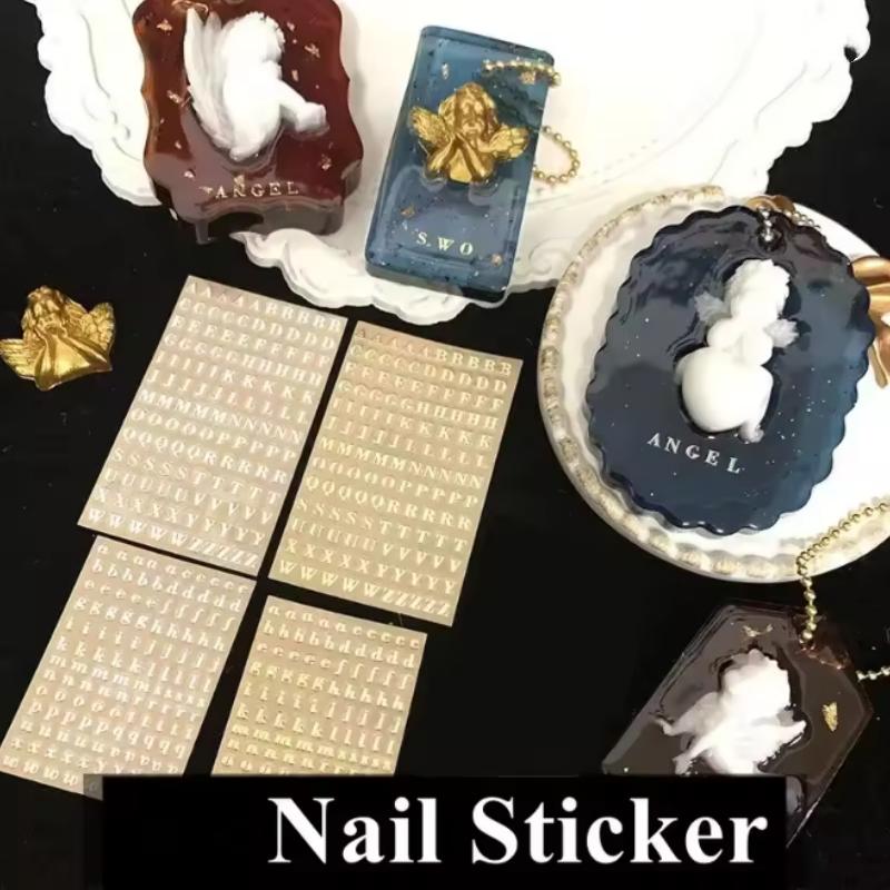 2pcs 3mm Glitter Alloy Alphabet Letters Numbers Stickers Gold Silver Epoxy Resin Filler For DIY Silicone Molds Craft Accessories