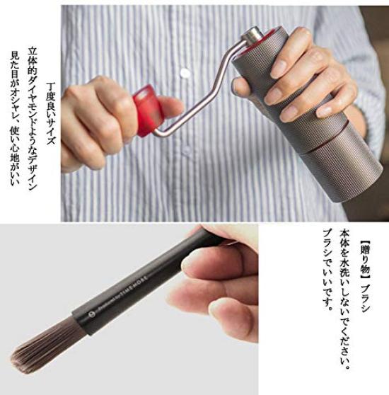 TIMEMORE Kuriko C2 Hand Ground Coffee Mill Stainless Steel Mortar Adjustable Coarseness 4 Colors Available Easy to Clean Labor Saving Diamond (C2-Red)