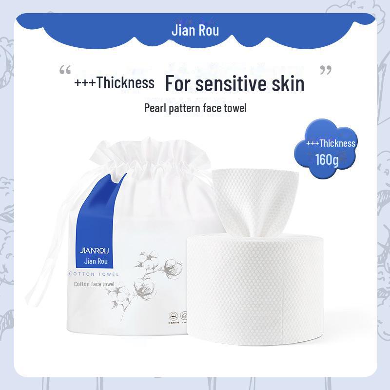 Kostenloser Versand auf weichen Einweg-Gesichtstüchern aus Baumwolle - Dick, doppelseitig verwendbar, Reinigungs- und Schönheitstücher im Rollenstil