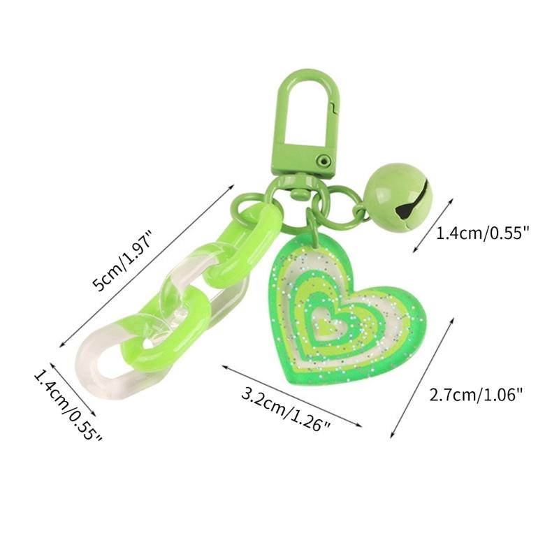 Sweet Acrylic Heart Pendant Keychain Link Chain Keyring for Purse,Handbag, Bag