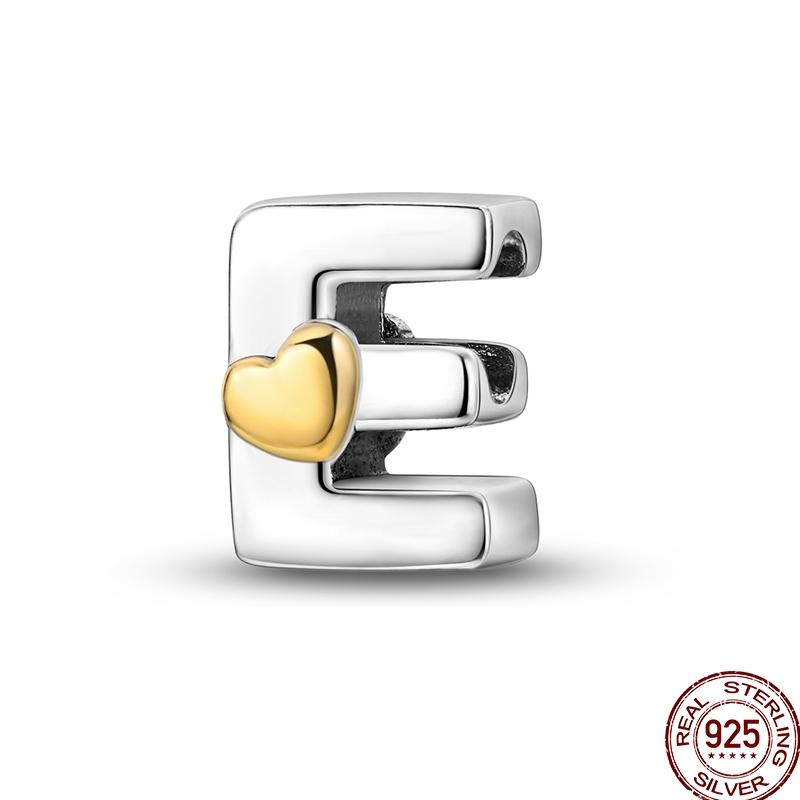Copper 26 Letter English Alphabet Charms Beads Gold Heart Pendant Fit Original Bracelet Diy Jewelry Making As Gifts