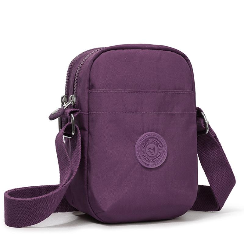 Compact Nylon Crossbody Bag with Double Zipper Closure Adjustable Strap Small Casual Purse for Daily Travel